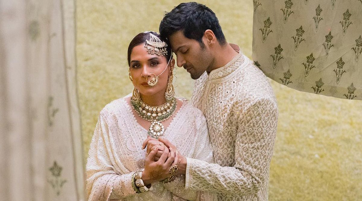 At her Lucknow wedding celebration, Richa Chadha makes a dramatic entrance, and her husband, Ali Fazal, can't stop staring at her