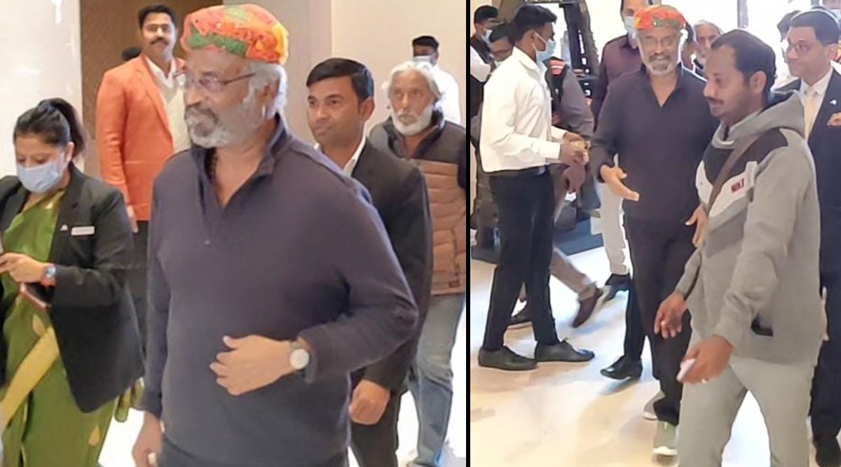 Rajinikanth waves at his fans and with a smile as he arrives in Jaisalmer for the shoot of the movie Jailer; Watch!