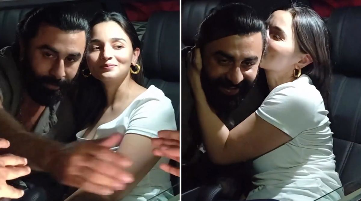 Alia Bhatt And Ranbir Kapoor Share A Kiss As They Pose For The Paparazzi (Watch Video)