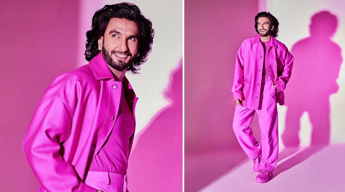 Ranveer Singh appears elegant in a pink corduroy suit. Take a Look At Deepika Padukone’s Naughty comment