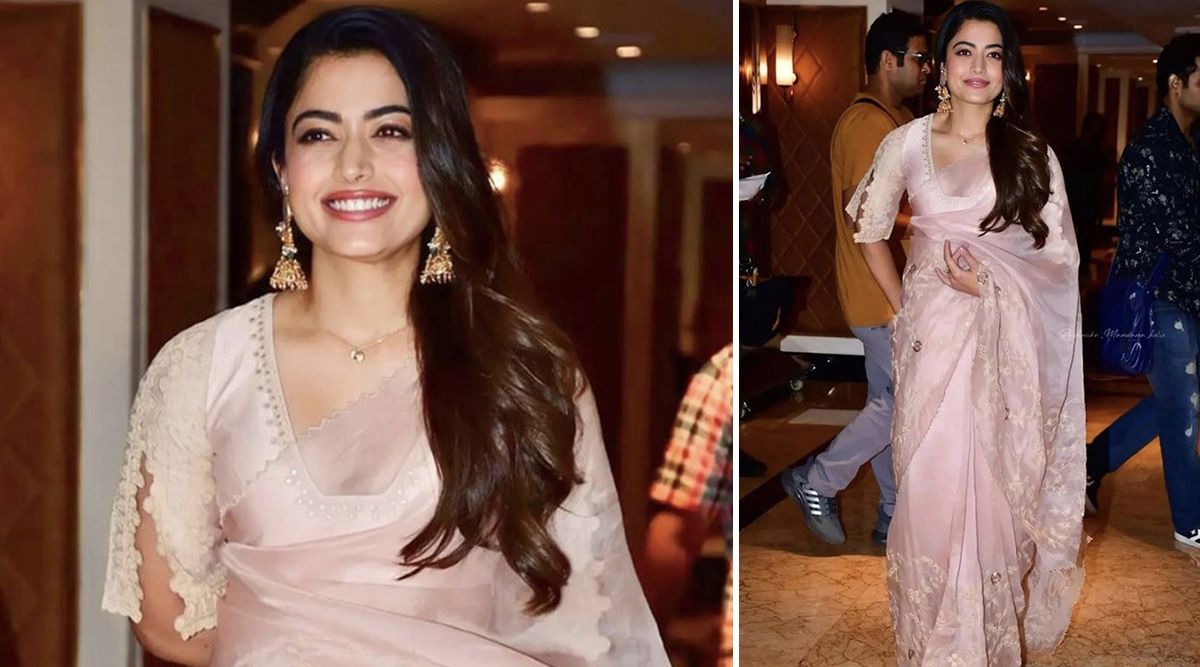 Rashmika Mandanna opted for a pretty blush pink saree looking GORGEOUS for ‘Mission Majnu’ TRAILER launch event!