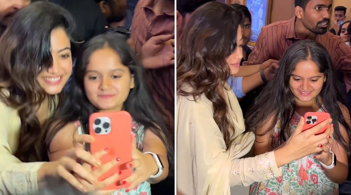 Aww! Rashmika Mandanna's Takes Time to Click Selfie with Young Fan Amidst Frenzy in Hyderabad Event (Watch Video)