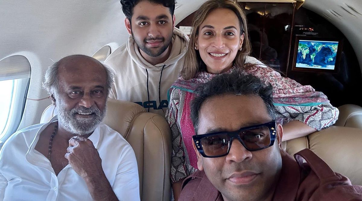 Megastar Rajinikanth clicks a picture with AR Rahman; check out the star-studded pic!