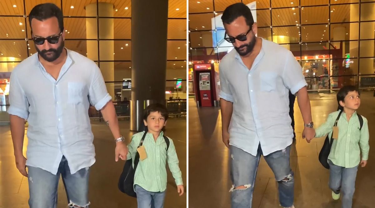 Saif Ali khan and Taimur, a father-son duo, get spotted at the Mumbai airport returning from the Maldives