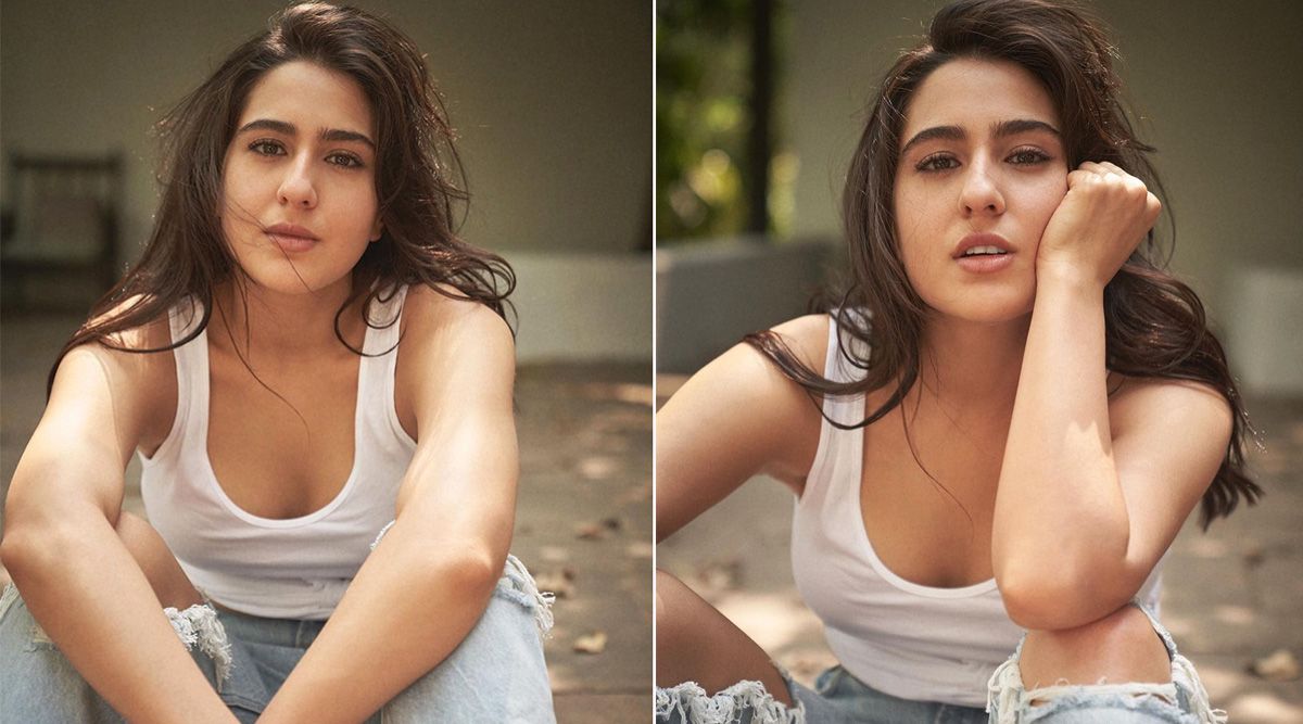 Sara Ali Khan is beaming while sporting a stylish white tank top and faded jeans