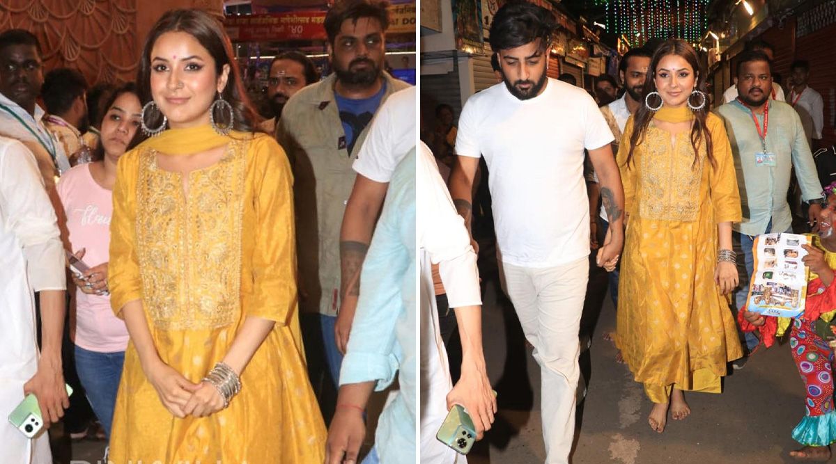 Shehnaaz Gill arrives at Lalbaugcha Raja with brother Shehbaz to seek Bappa’s blessings