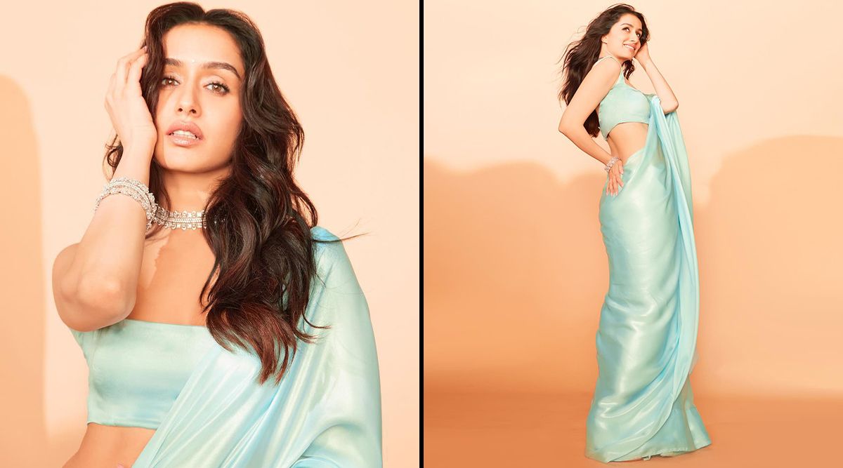 Shraddha Kapoor grabs attention in a pastel blue chiffon saree; fans fall for her elegant yet stylish looks!