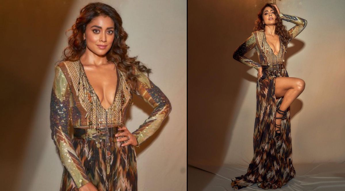 Drishyam star Shriya Saran looks SMOKING HOT in a thigh-high slit dress by Nikita Mahisalkar; Check out her sexy pictures!