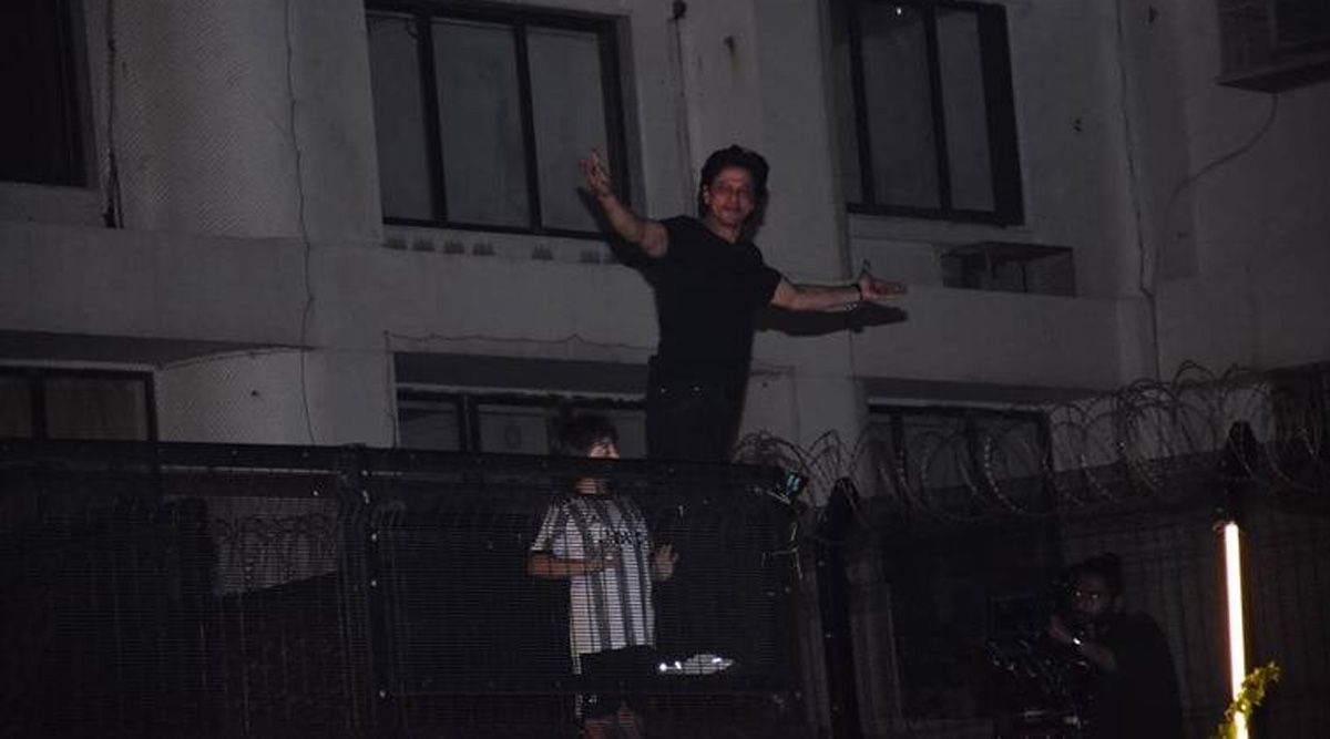 SRK turns 57: Shah Rukh Khan greets his fans gathered in large numbers outside Mannat