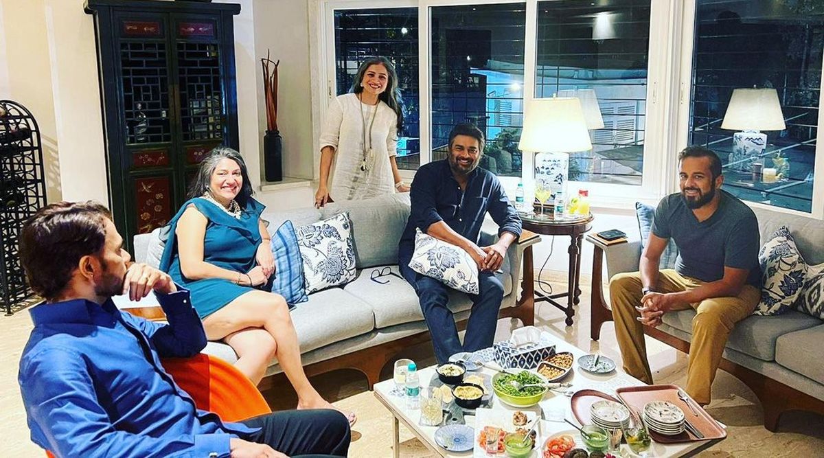 Shark tank’s Anupam Mittal spends a cozy evening with R Madhavan and Chetan Bhagat