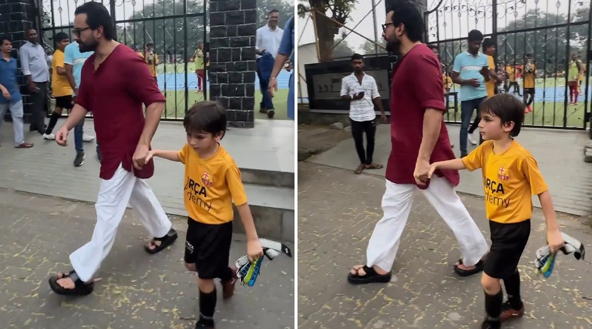Aww! Saif Ali Khan Nails Daddy Duties, Picks Up Son Taimur From Game Practice; Adorable Moments Caught On Camera! (Watch Video)