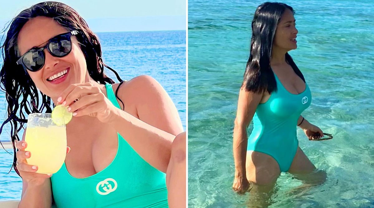 Oh La La! Actress Salma Hayek Sets Internet On Fire With SIZZLING Blue Swimsuit Pictures, Fans In Awe! (View Pic)
