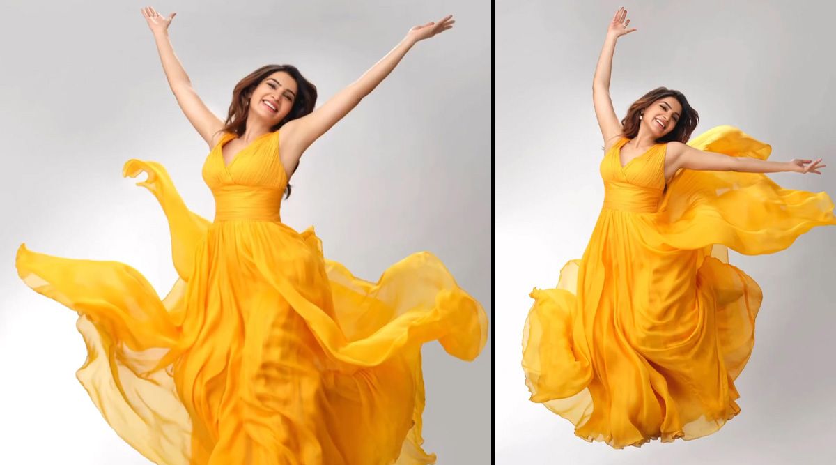 Actress Samantha Ruth Prabhu set fire on by wearing a yellow gown in a BTS Video photoshoot; See More!