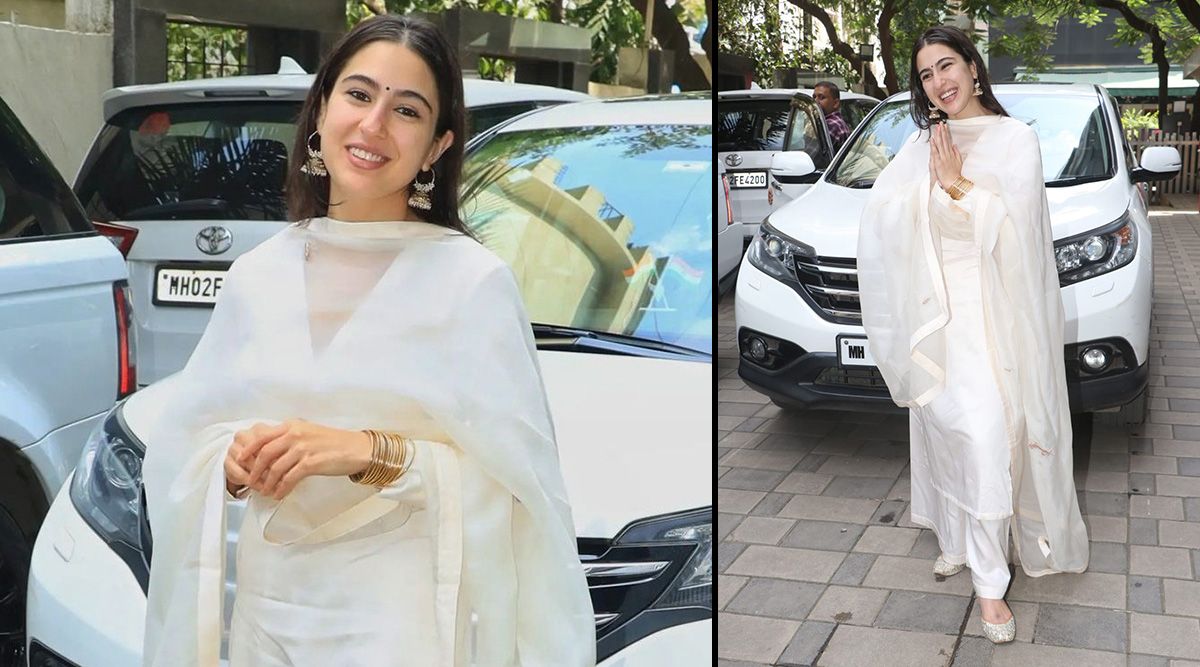 Sara Ali Khan dons an angelic look as she steps out in a plain white kurta set for Ganesh Puja