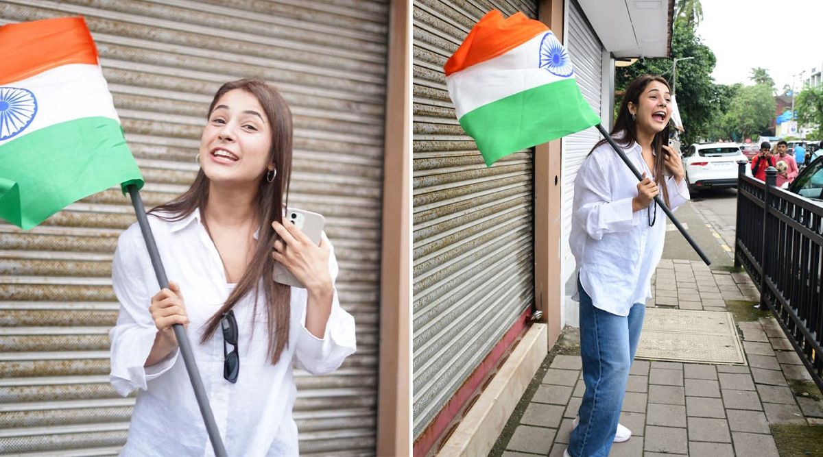 Check out Shehnaaz Gill’s funny interaction with the paparazzi as she steps out of a salon; gets clicked holding a tricolor flag