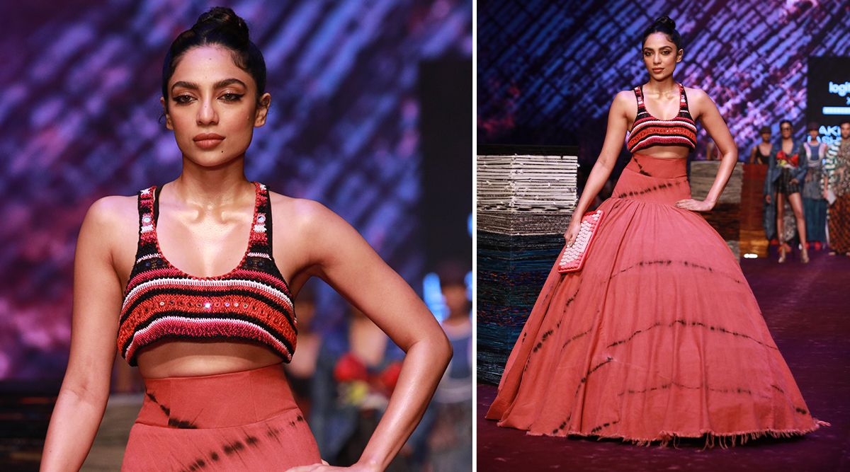 At Lakme Fashion Week 2022, Sobhita Dhulipala posed as the show-stopping model for Logitech X Saaksha & Kinni.