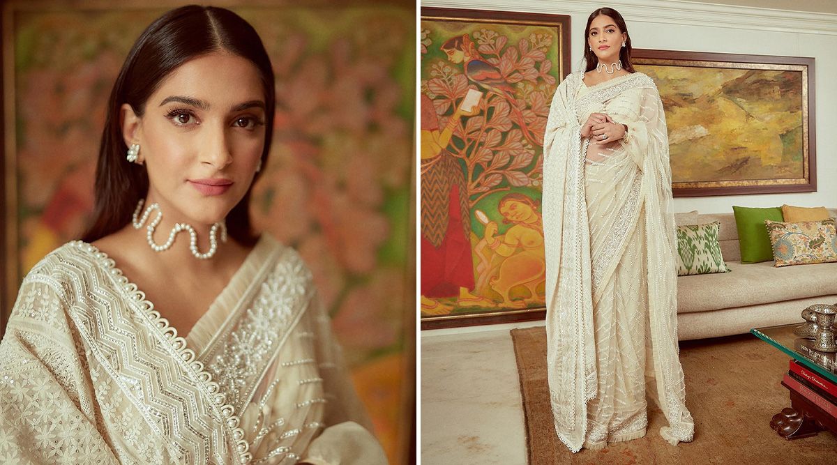 Bollywood Diva Sonam Kapoor looks like a natural DIVA posing in a White Saree; Check Out Her Looks!