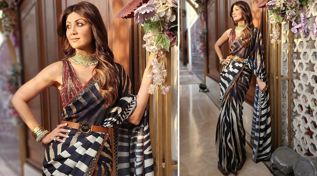 Shilpa Shetty Takes Her Oomph To An All New Level As She Flaunts A Plunging Neckline In A Zebra Printed Saree! (View Pics)