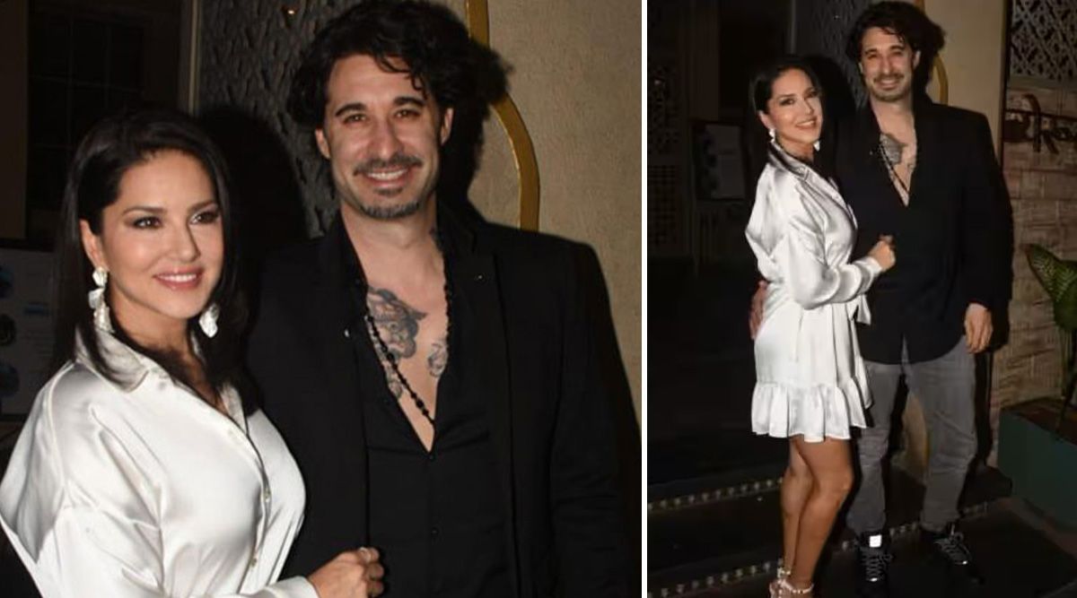Sunny Leone in white dress and husband Daniel in black, grey attire; giving us  fashion and couple goals at the same time!
