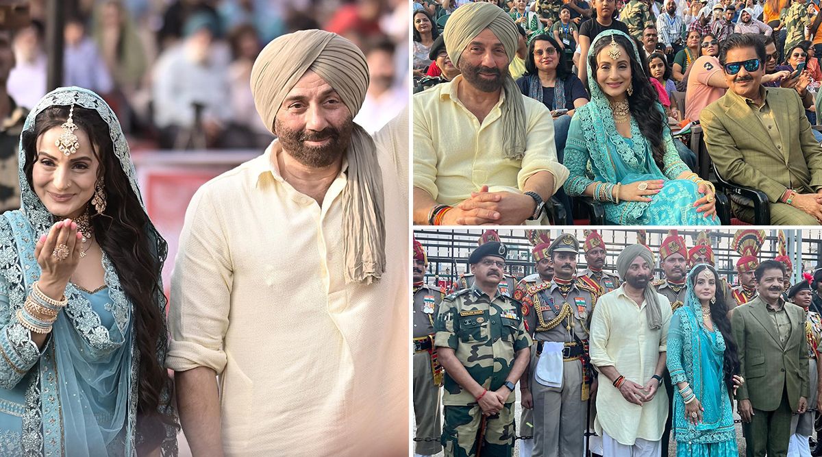Gadar 2: Sunny Deol And Ameesha Patel CHARM Audiences At Wagah Border, Gracing The Beat Retreat Ceremony To Promote Their Film (Watch Video)