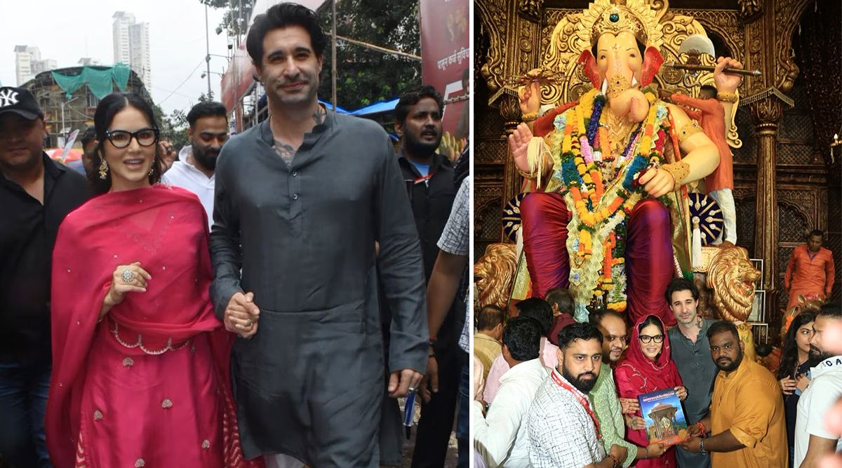 Ganesh Chaturthi 2023: Sunny Leone Seeks Blessings Of Lalbaugcha Raja With Hubby Daniel Weber! (Watch Video)