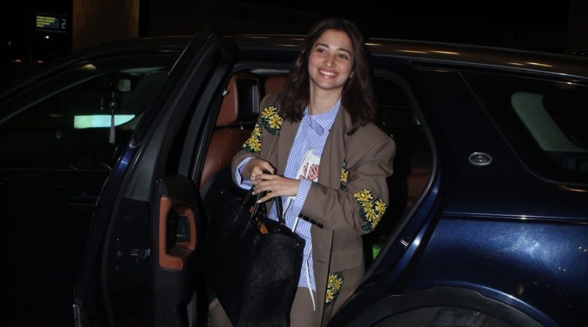 Tamannaah Bhatia looks snazzy in a brown pantsuit as she heads to Cannes Film Festival