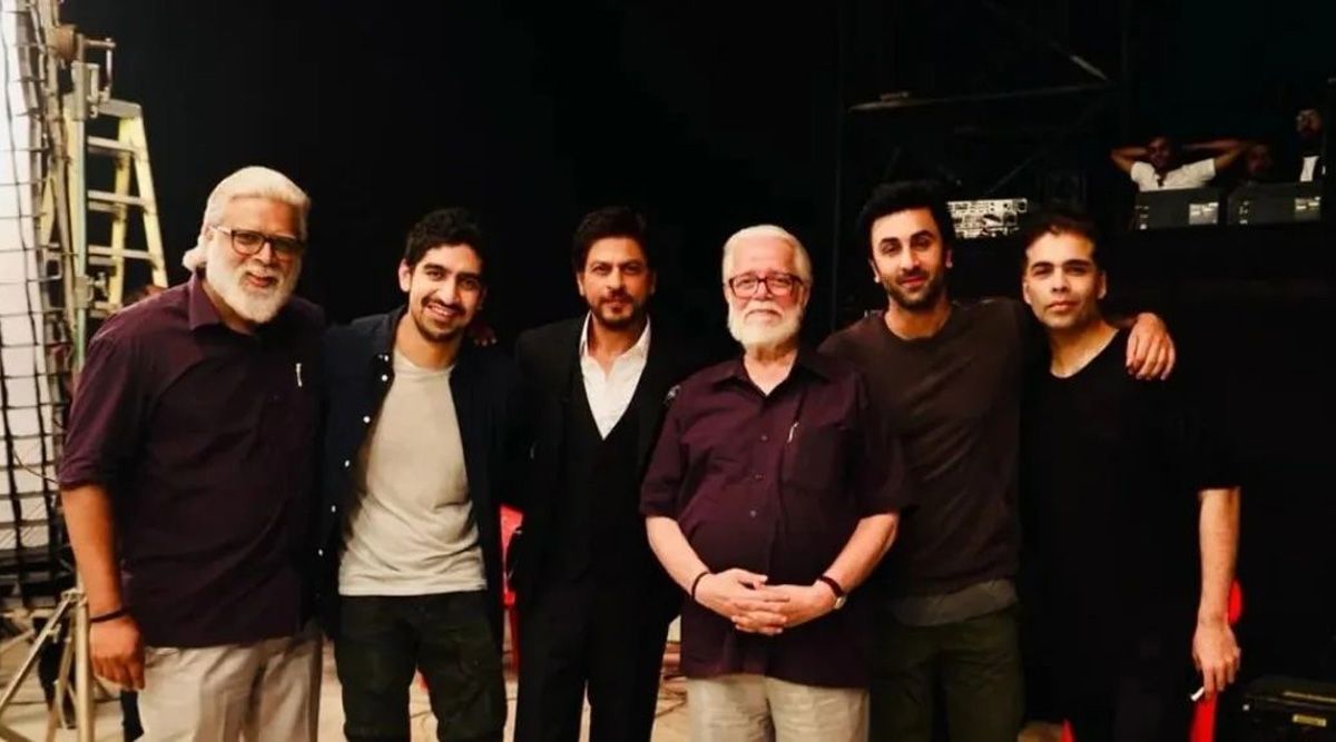 Team Brahmastra meets Team Rocketry: R Madhavan poses with Shah Rukh Khan, Ranbir Kapoor, Nambi Narayan on sets