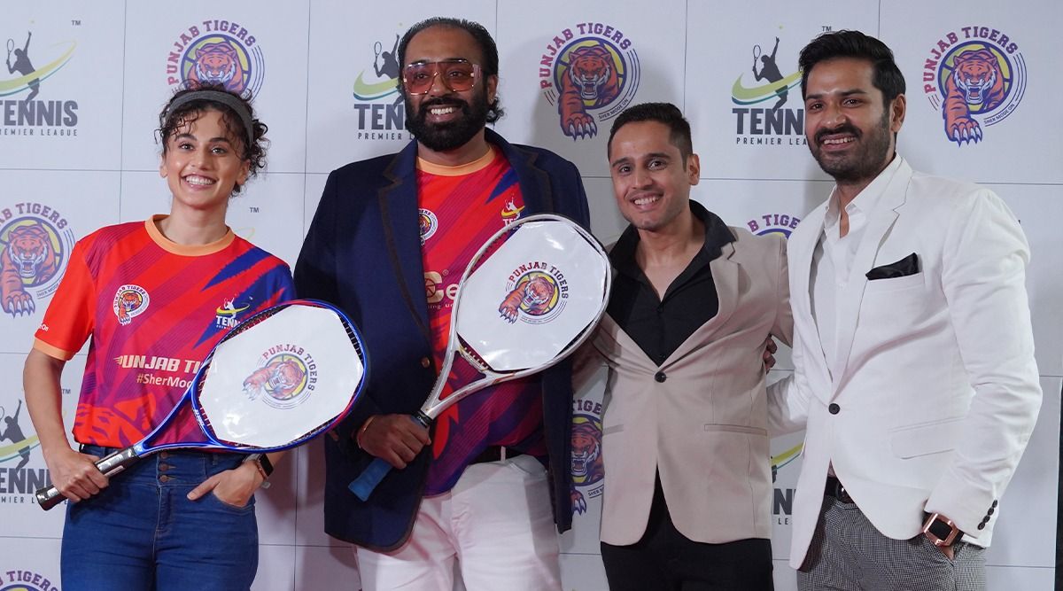 Taapsee Pannu attends Team Punjab Tigers' official launch.