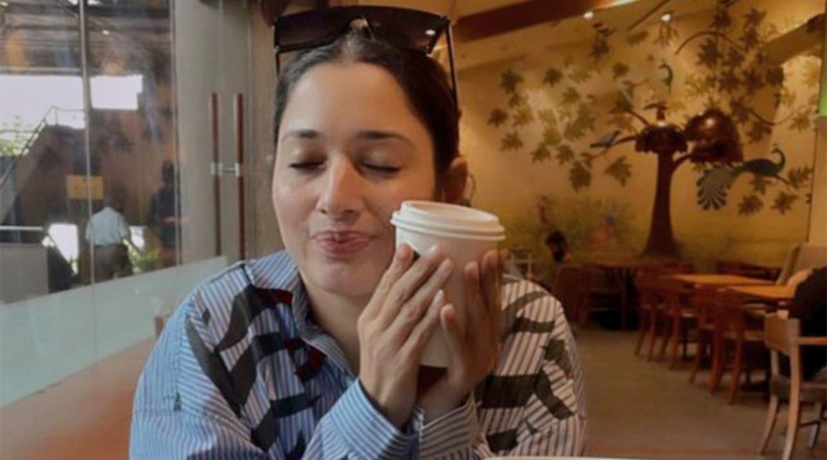 Tamannaah Bhatia enjoys her coffee break; it is the calm before the storm for the actor