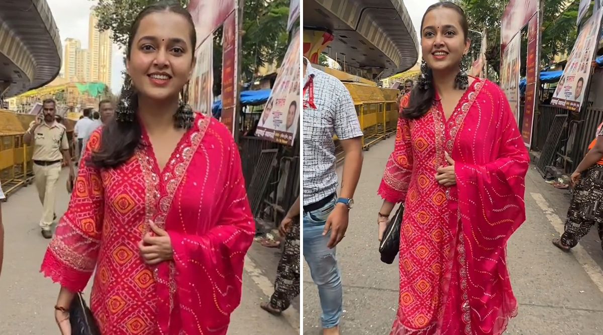 Tejasswi Prakash Stuns In A Simple And Graceful Red Outfit During Her Visit To Lalbaugcha Raja! (Watch Video)