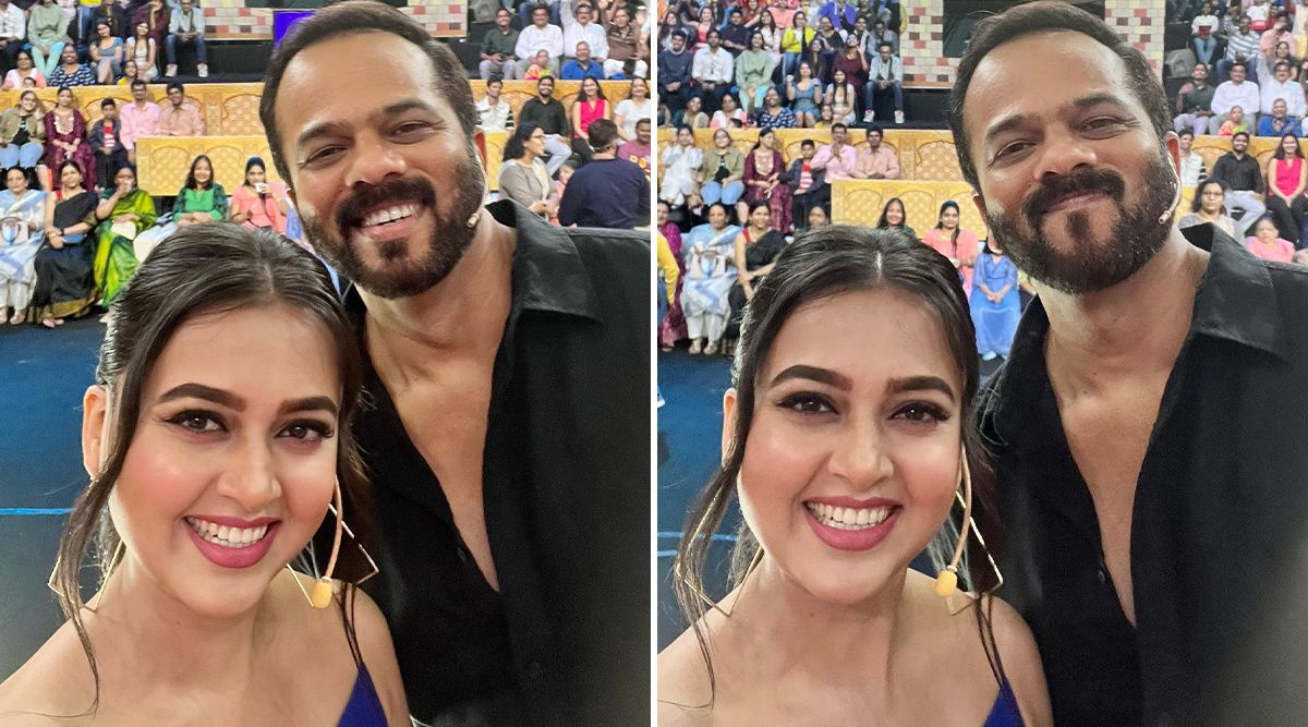 School Ani College Life: Tejasswi Prakash Clicks A Selfie With Rohit Shetty As She Promotes Her Upcoming Marathi Film! (View Pics)