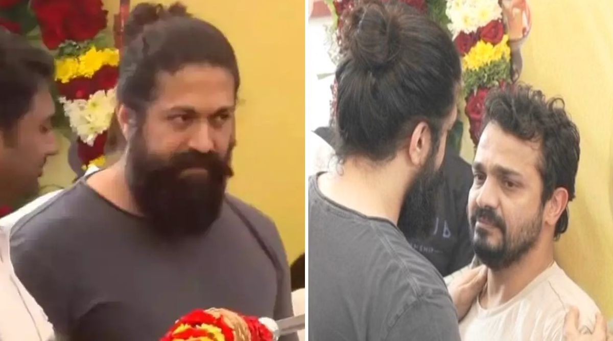 'KGF' Star Yash Holds Devastated Vijay Raghavendra Tight At His Wife Spandana's Funeral (Watch Video)