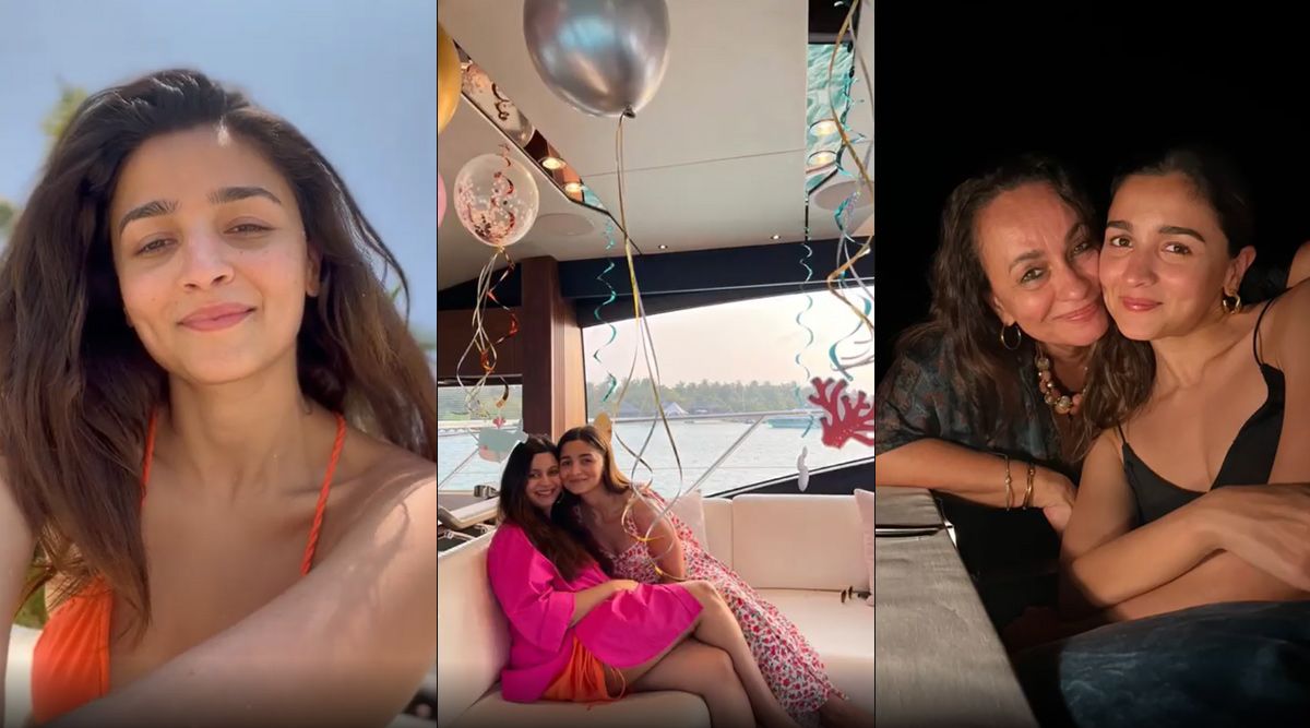 Alia Bhatt celebrates her 29th birthday with Soni Razdan and Shaheen Bhatt in the Maldives, relaxes on beach in a yellow swimsuit
