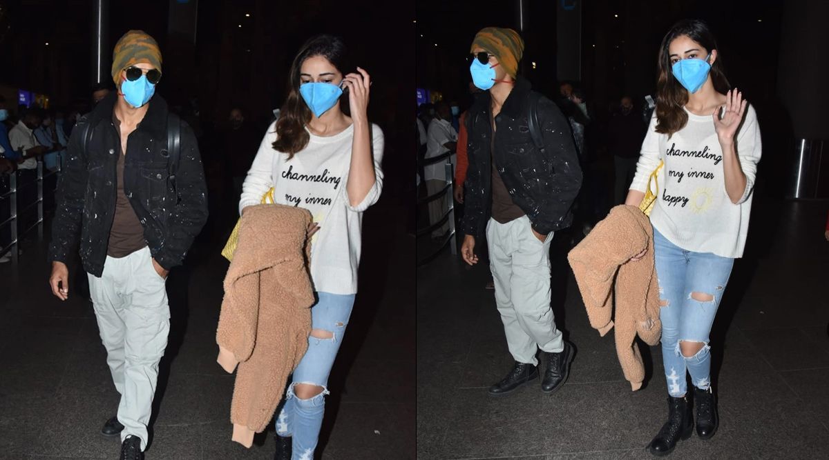 Rumoured couple Ananya Panday and Ishaan Khatter spotted together while returning from their New Year vacay