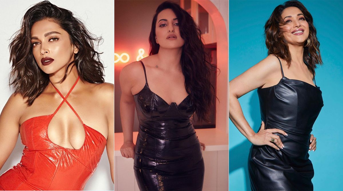 Deepika Padukone, Sonakshi Sinha and Madhuri Dixit set the internet ablaze in bodycon leather midi dresses