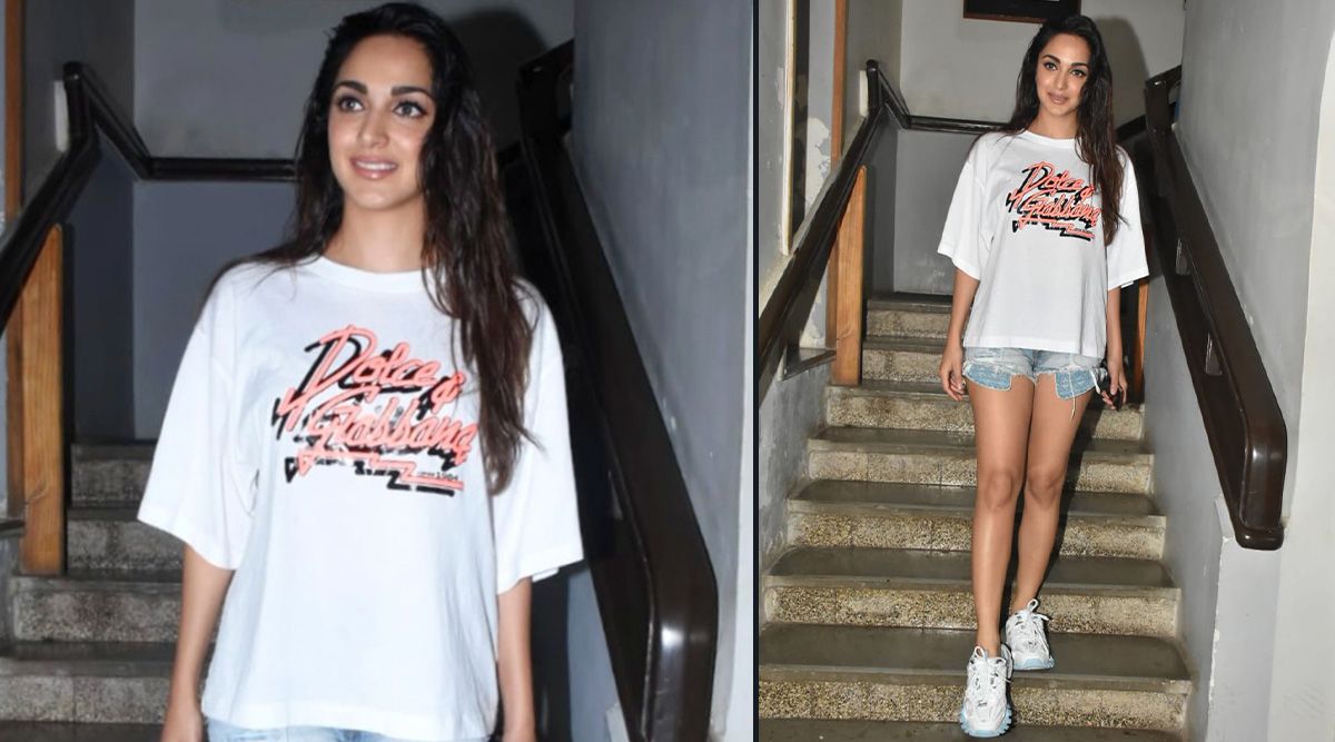 Kiara Advani looks bright and chic as she steps out wearing Dolce & Gabbana printed tee paired with denim shorts
