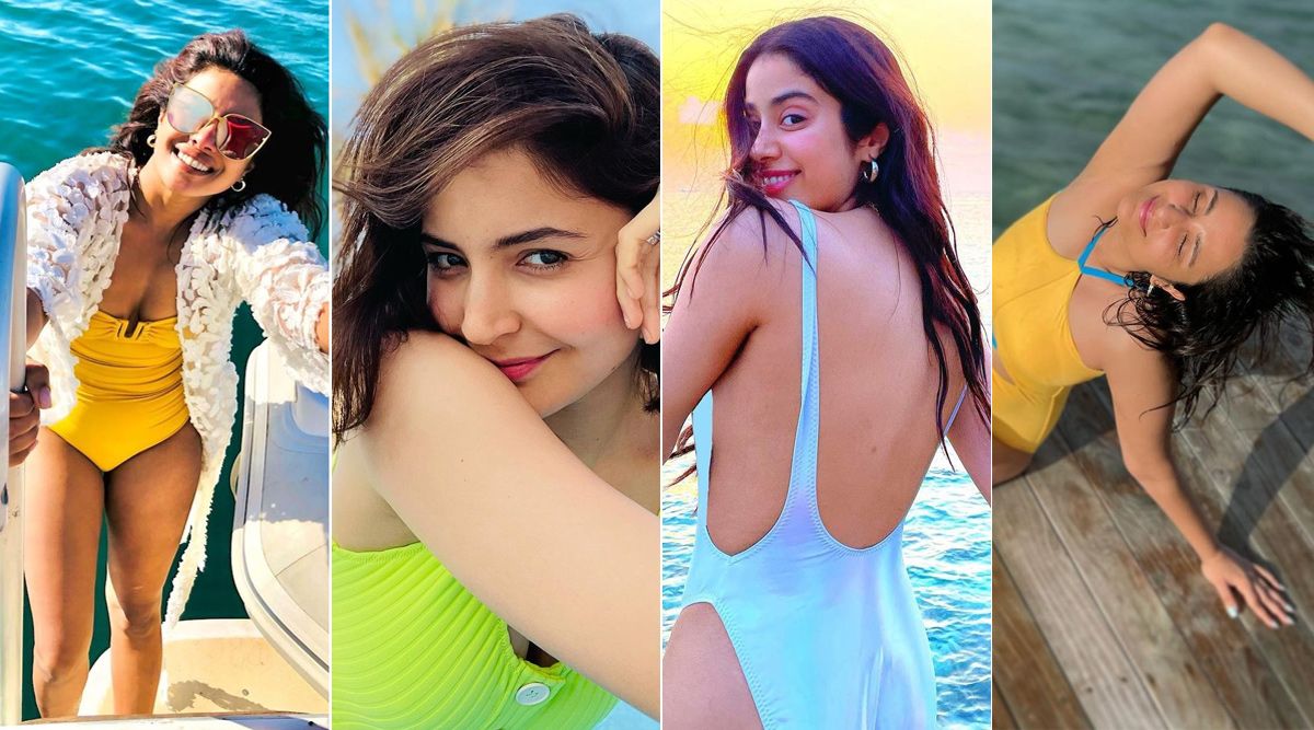 Priyanka Chopra, Anushka Sharma, Janhvi Kapoor, and Parineeti Chopra - Bollywood divas being beach bum in monochrome monokinis
