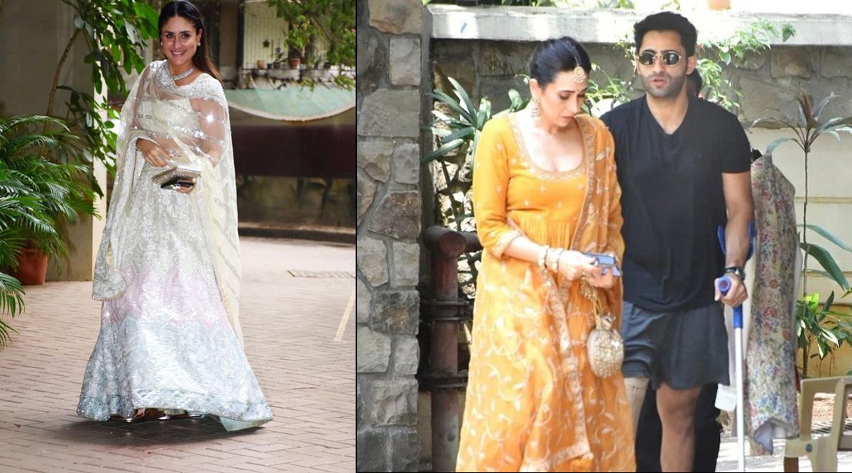 Kareena Kapoor, Karisma Kapoor, and Armaan Jain attend the mehendi ceremony at Ranbir Kapoor and Alia Bhatt's Vastu apartment