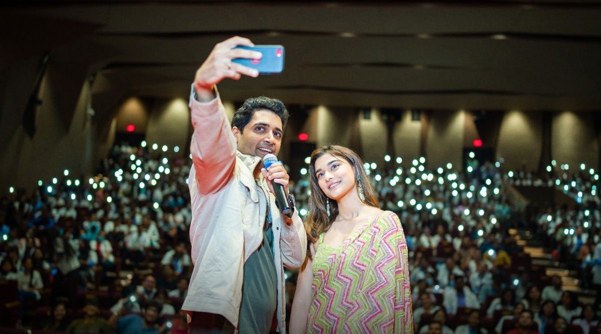Major stars Adivi Sesh and Saiee Manjrekar launch love anthem ‘Saathiya’ in Pune with college students