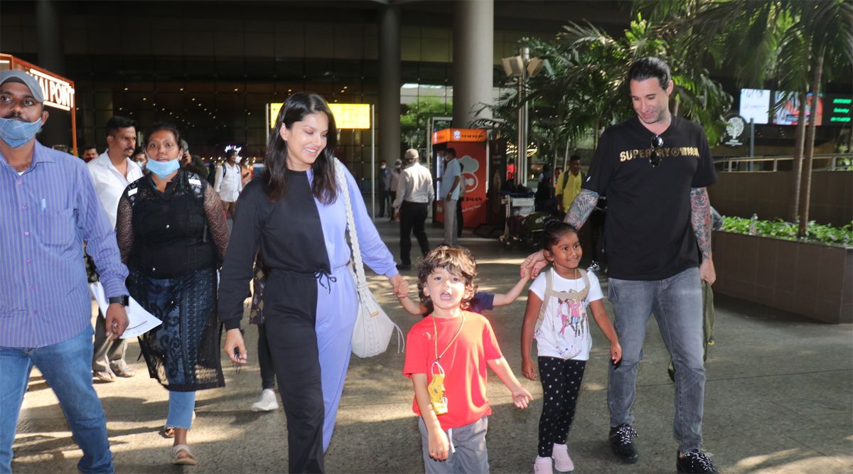 Sunny Leone and her family spotted at airport