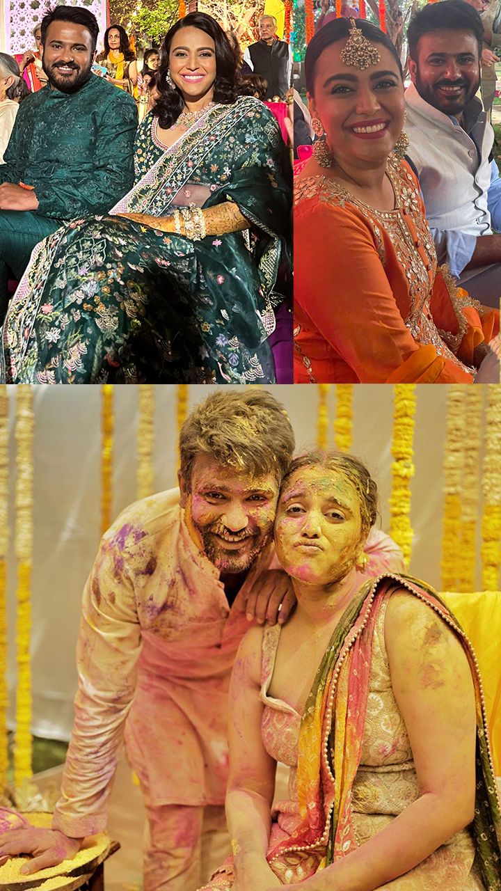 Pictures Of Swara Bhaskar And Fawad Ahmed From Their Mehendi And Haldi Ceremony