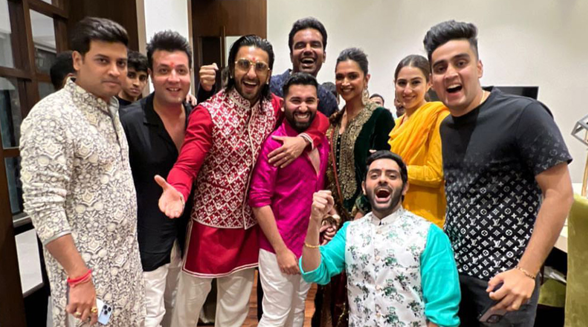 New photos from the Ganesh Chaturthi celebrations show Deepika Padukone, Ranveer Singh, and Sara Ali Khan feeling happy
