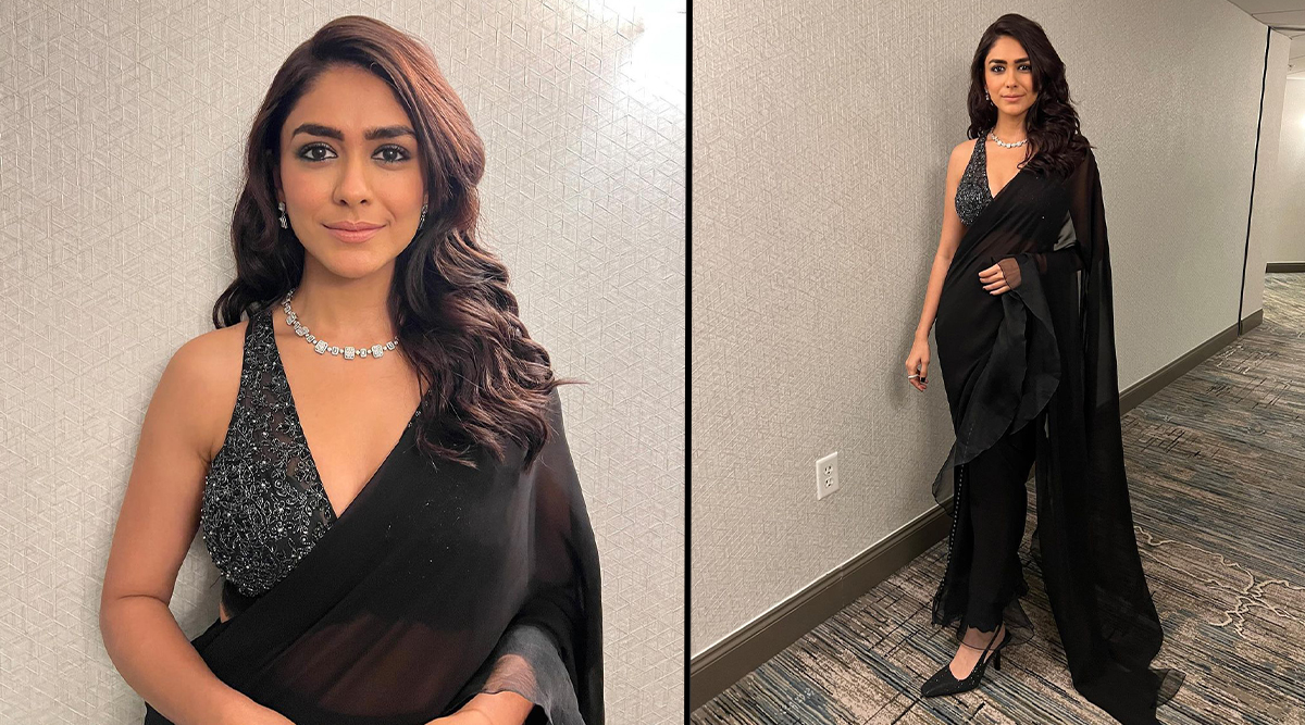 Mrunal Thakur makes black look so desirable as she wears an ethnic sequin saree