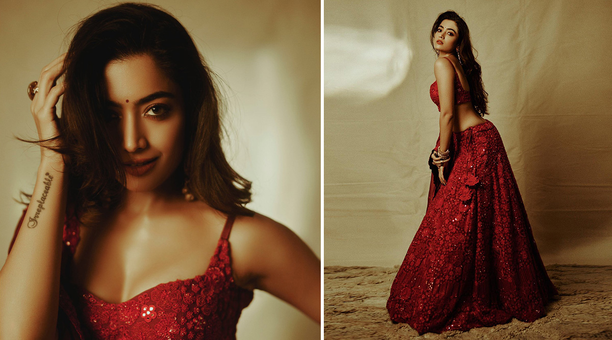 Rashmika Mandanna is here to make your Mondays pleasant with these jaw-dropping pictures in red lehenga