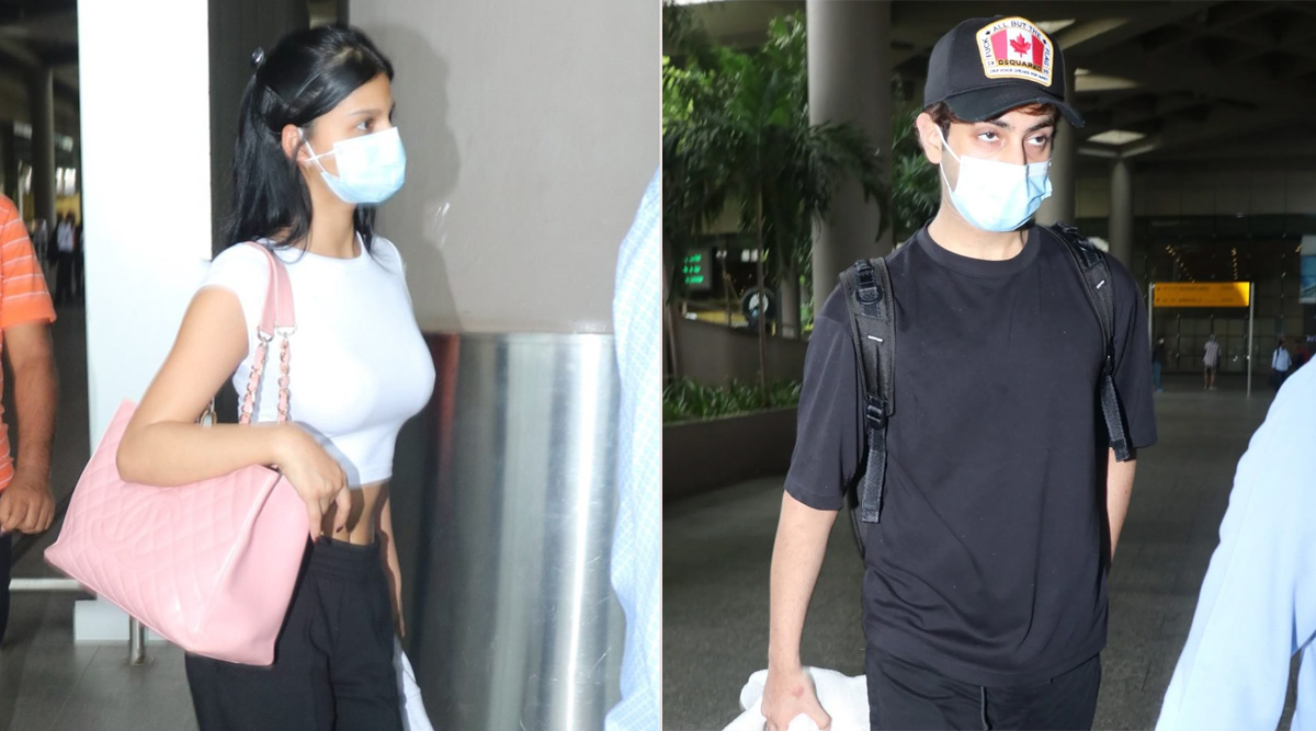 Star kids spotting; Suhana Khan steps out in a white crop top with Agastya Nanda at the airport
