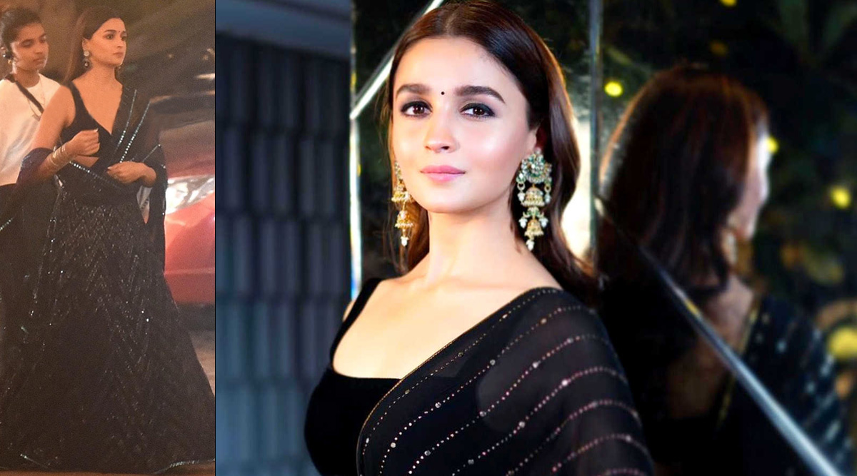 Alia Bhatt was seen in a black Lehenga with Ranveer Singh while shooting for Rocky Aur Rani Ki Prem Kahani