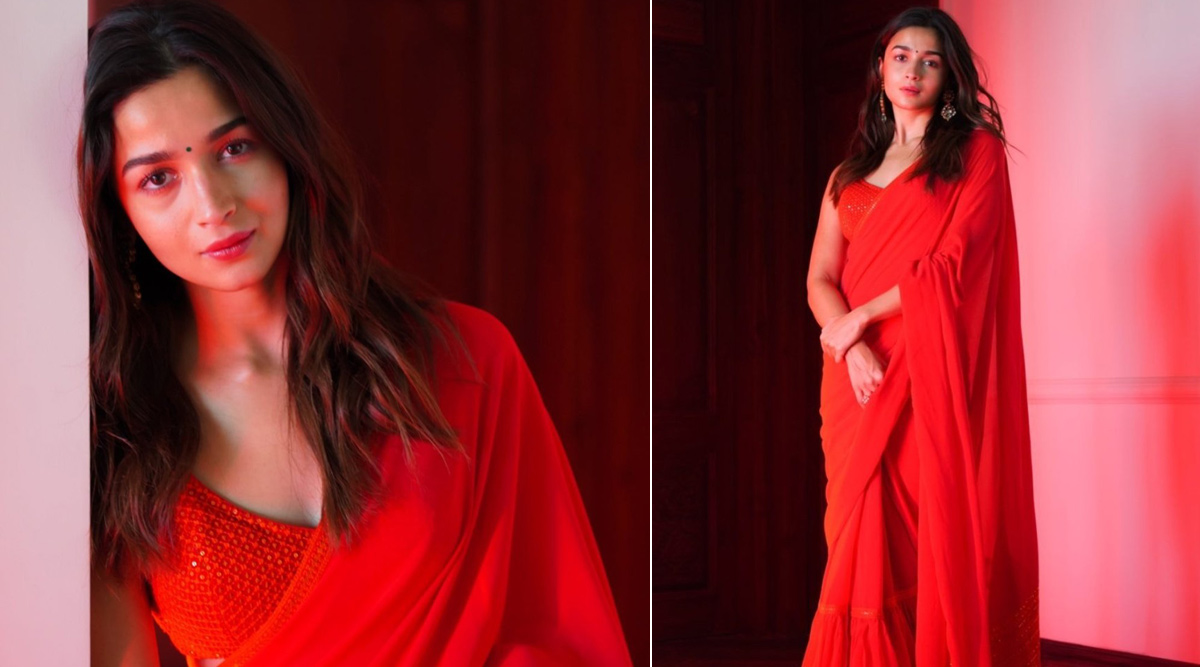 Alia Bhatt stuns in this red Sabyasachi saree at the trailer launch of RRR